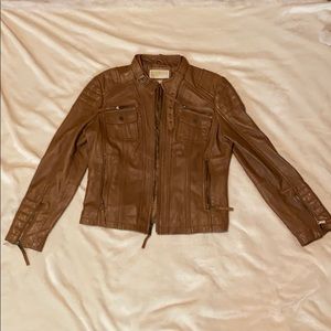 Michael Kors Cognac Motorcycle Leather Jacket